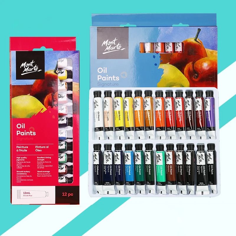 [Giao Hỏa Tốc] Bộ Sơn Dầu Mont Marte 12/24 Màu x 12ml - Oil Paints Signature - PMHS0025/PMHS0032
