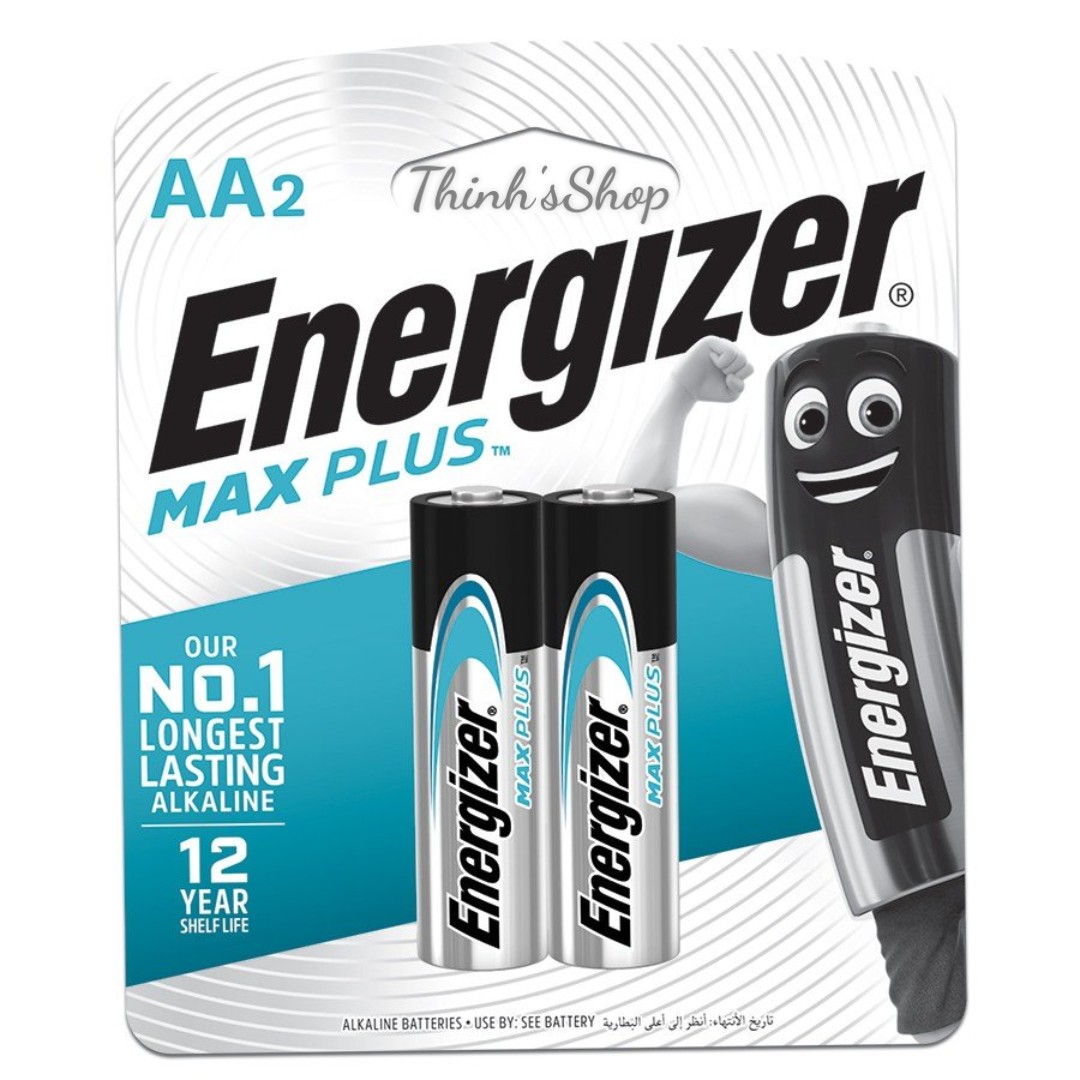Vỉ 2 pin aa energizer max plus 1.5v ep91 bp2 - made in usa