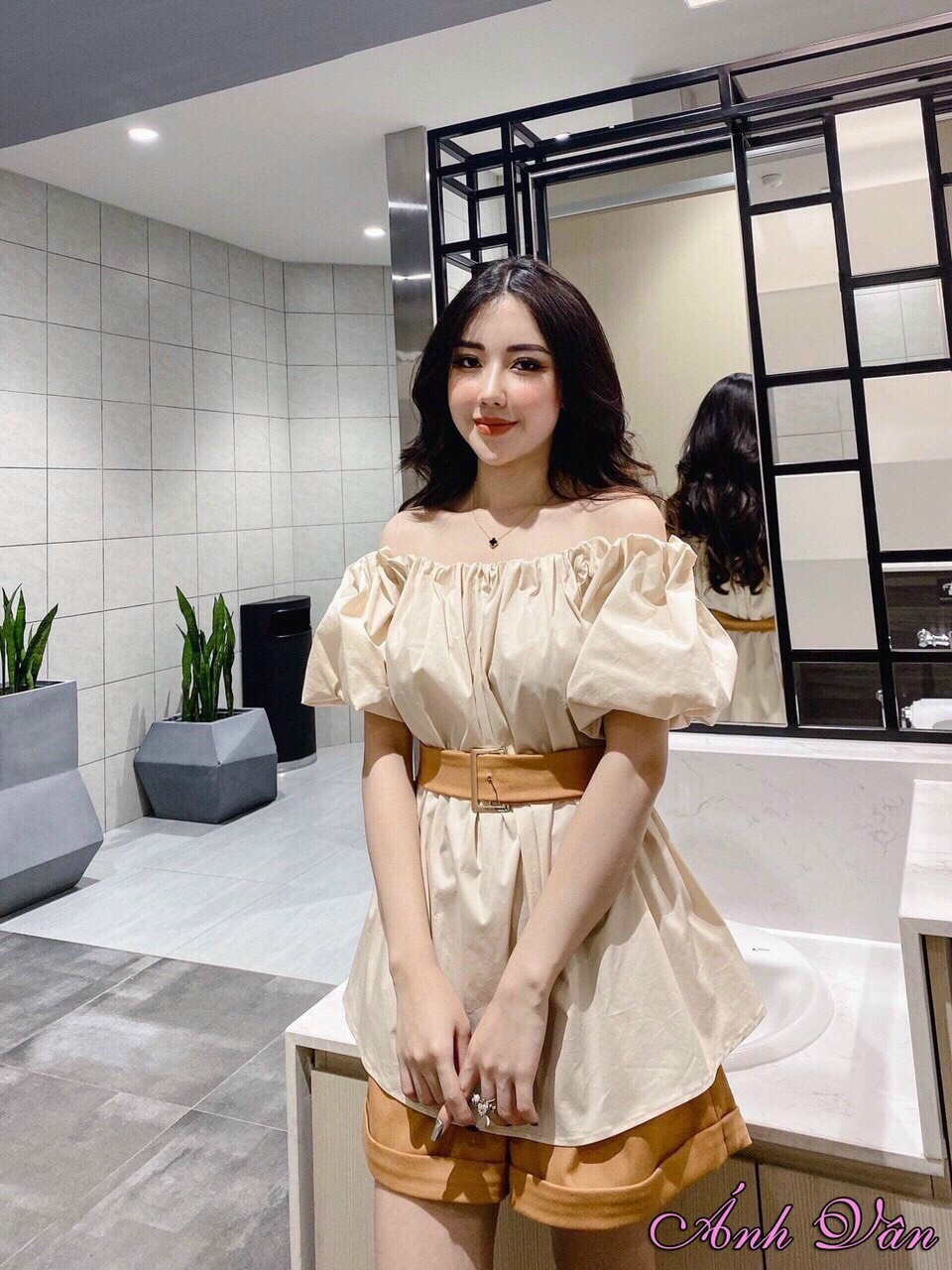 Set bộ đùi gấp lai và áo trễ vai cao cấp- qc