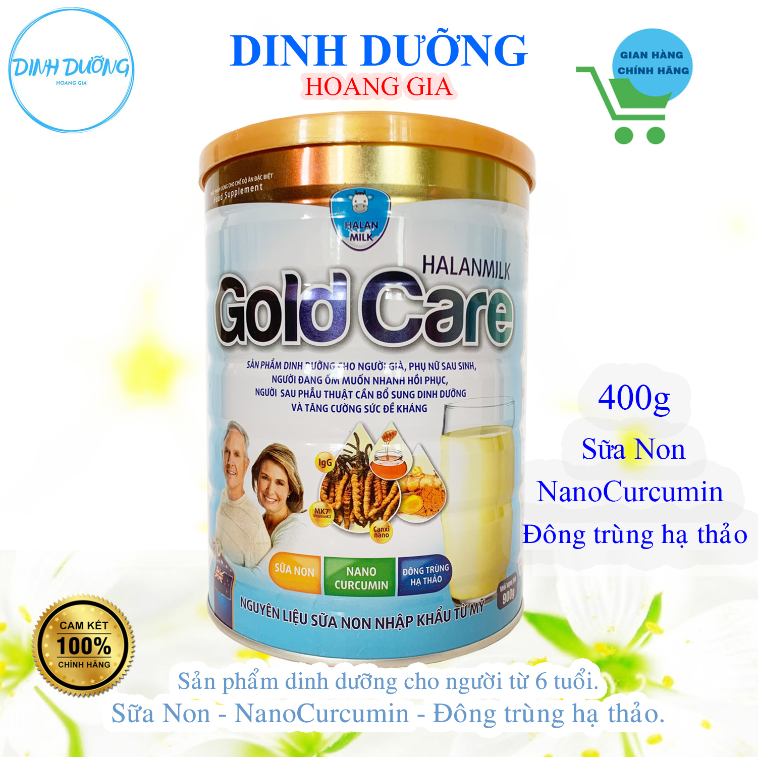 Sữa Gold Care - Đông Trùng Hạ Thảo - Nano Curcumin - Sữa Non 400gr