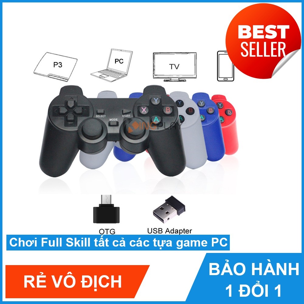 [HCM]Tay cầm chơi game cho PC / Laptop / Điện thoại / Tivi (TV) Android - Tay cầm chơi game không dây giá rẻ kết nối USB 2.4G