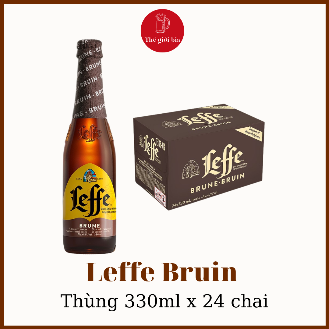 Thùng bia Leffe Bruin Nâu 330ml x 24 chai Chính hãng