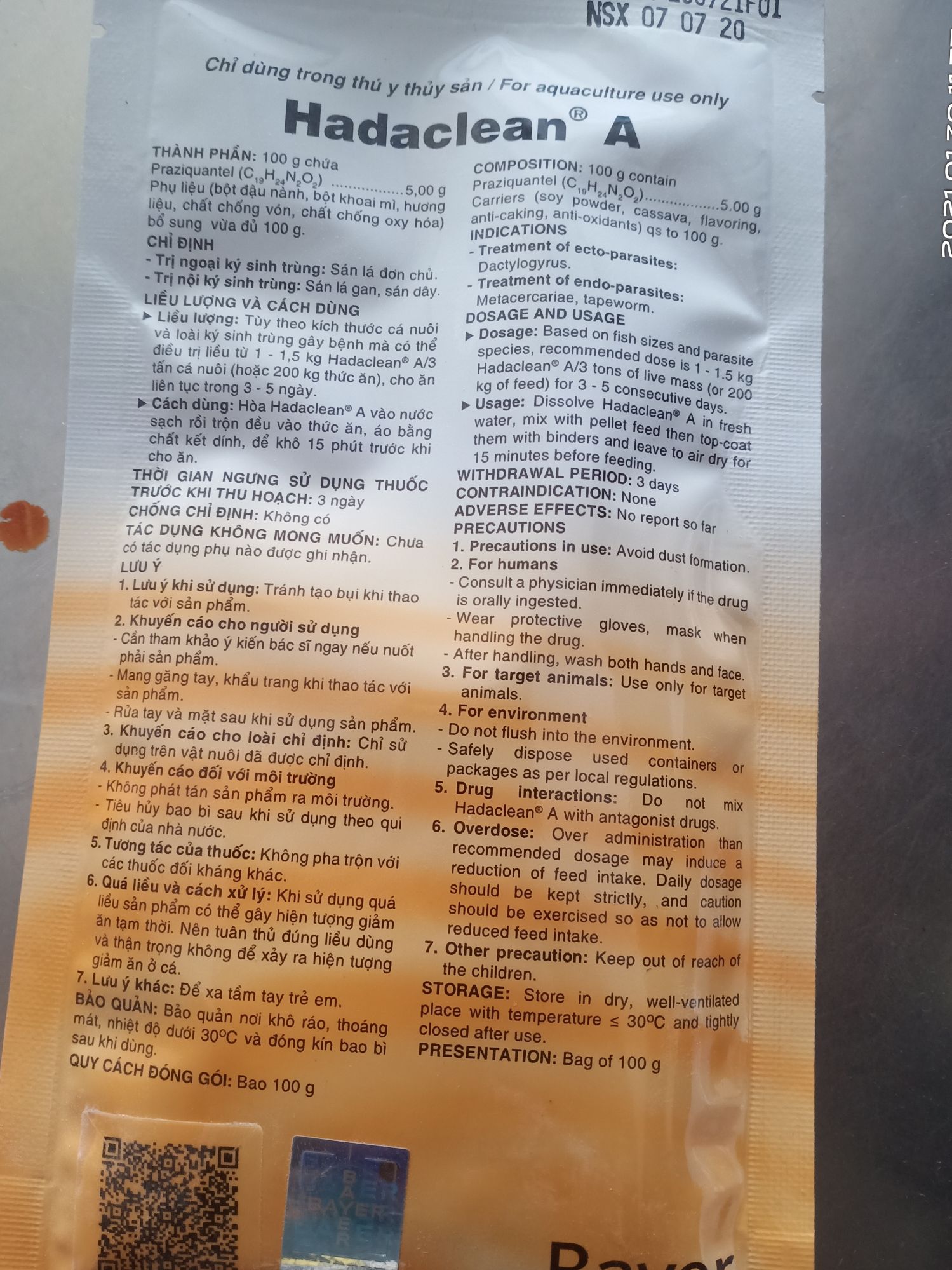 Hadaclean A xổ lãi cho cá, lươn