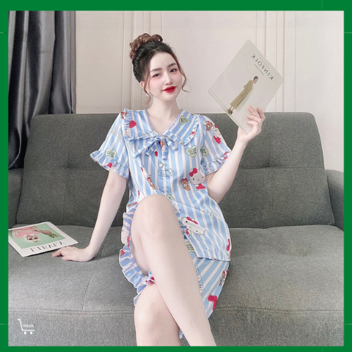 Đồ ngủ lụa Latin lửng, bộ pijama lụa mặc nhà