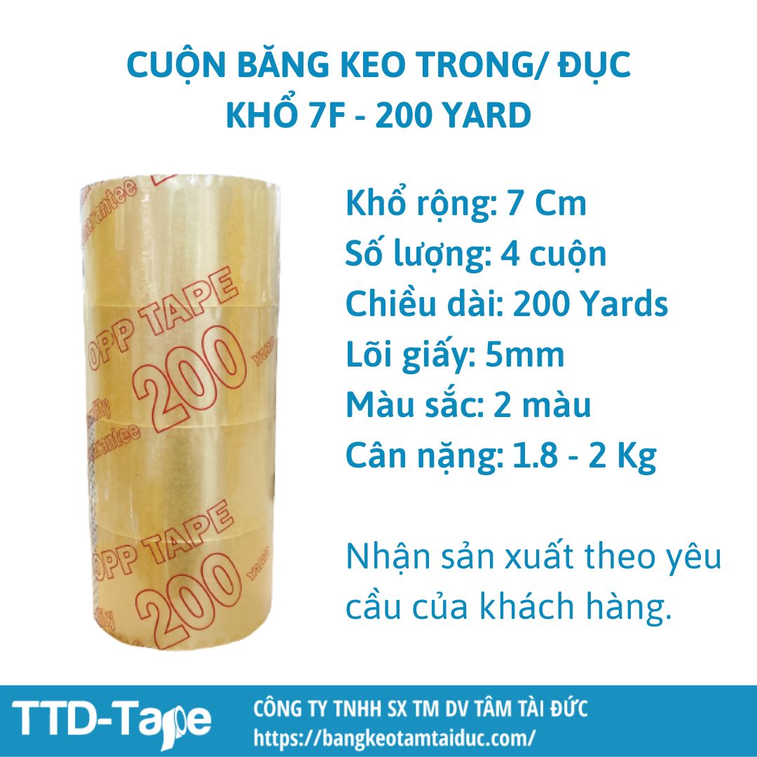 Băng keo trong/ đục khổ 7cm - 7f 1 cây 4 cuộn