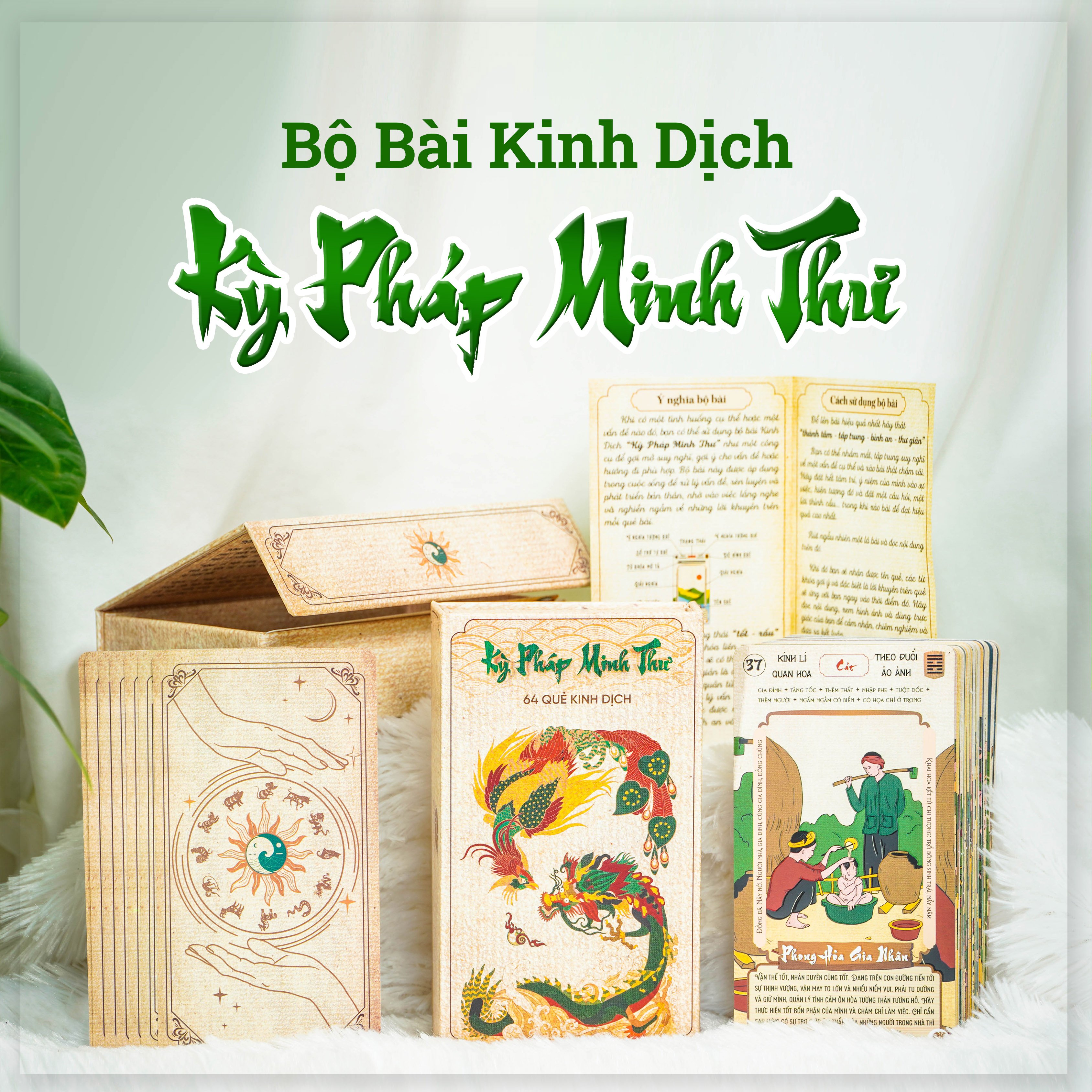 Bộ bài kỳ pháp minh thư - kinh dịch 64 quẻ - phong cách tranh đông hồ việt nam