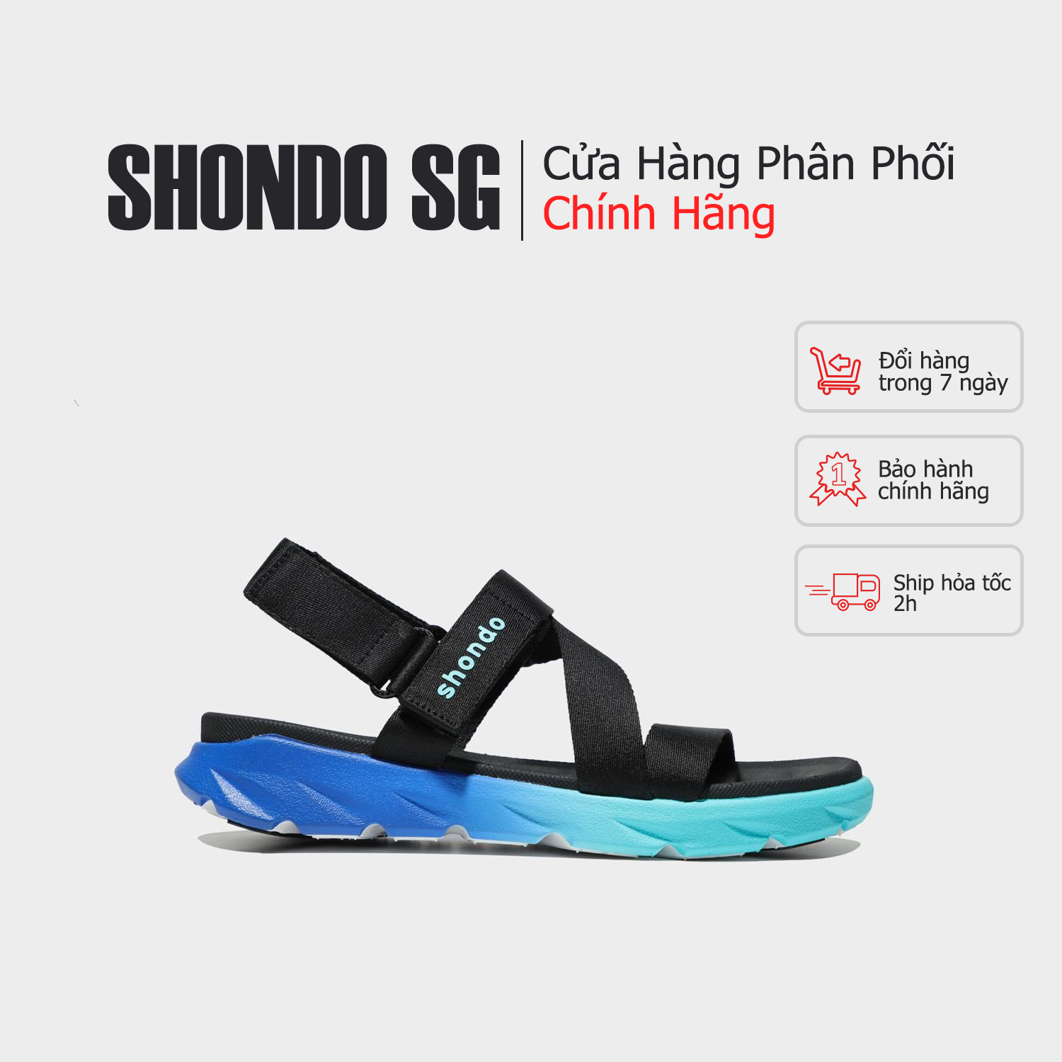 [Chính hãng] Shondo Sandal F6 sport ombre đế 2 màu xanh dương- xanh dương nhạt F6S3310