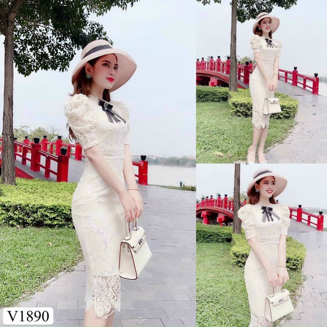 Đầm ren tay phồng hàng cao cấp thời trang trẻ trung