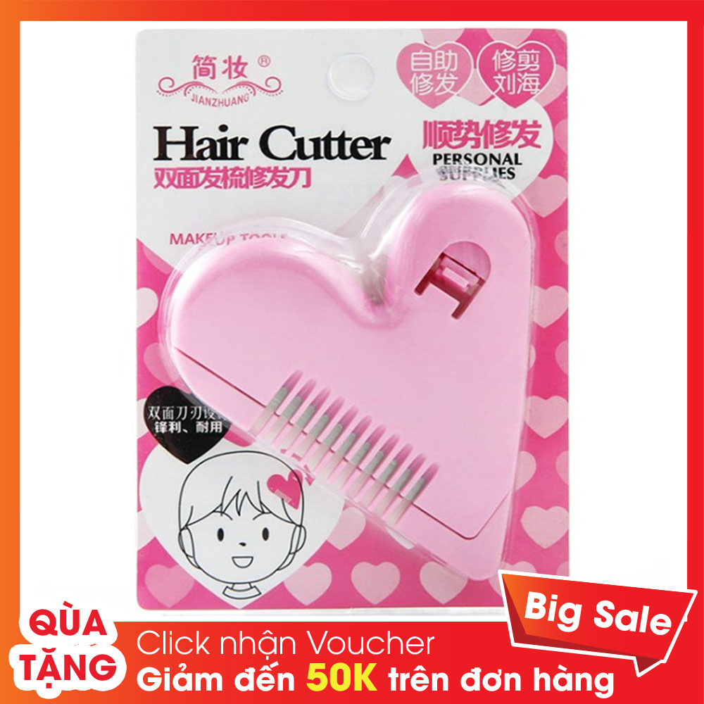 Lược tỉa tóc mái hình trái tim mini kèm dao lam