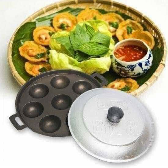 Khuôn Đổ Bánh Khọt 10 Lỗ chống dính kèm nắp, Khuôn làm bánh khọt, Dụng cụ làm bánh khọt, Khuôn làm bánh bèo, khuôn làm bánh căn đa năng tiện dụng