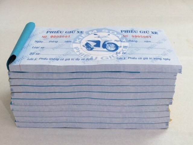 10 Quyển Phiếu giữ xe có số Seri