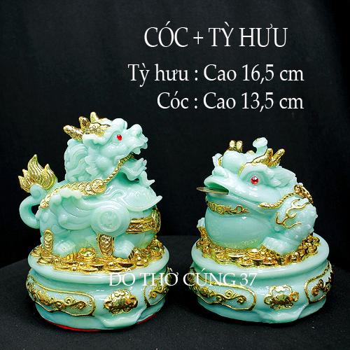 Cóc + tỳ hưu phong thủy màu xanh
