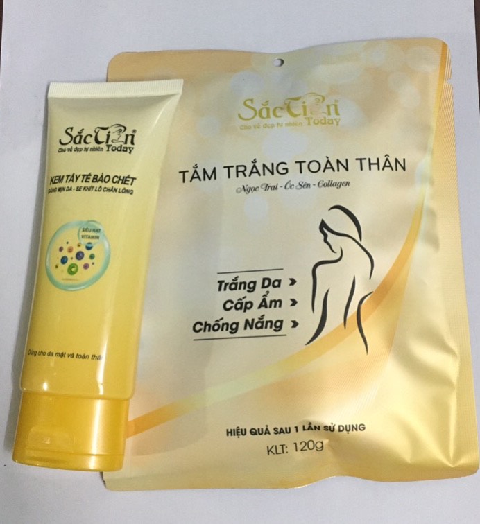 Bộ Sắc Tiên – Bột Tắm Trắng Toàn Thân Và Kem Tẩy Tế Bào Chết - Mỹ Phẩm Kim Ngân (MUA 2 BỘ TẶNG 1 BODY KIM NGÂN)