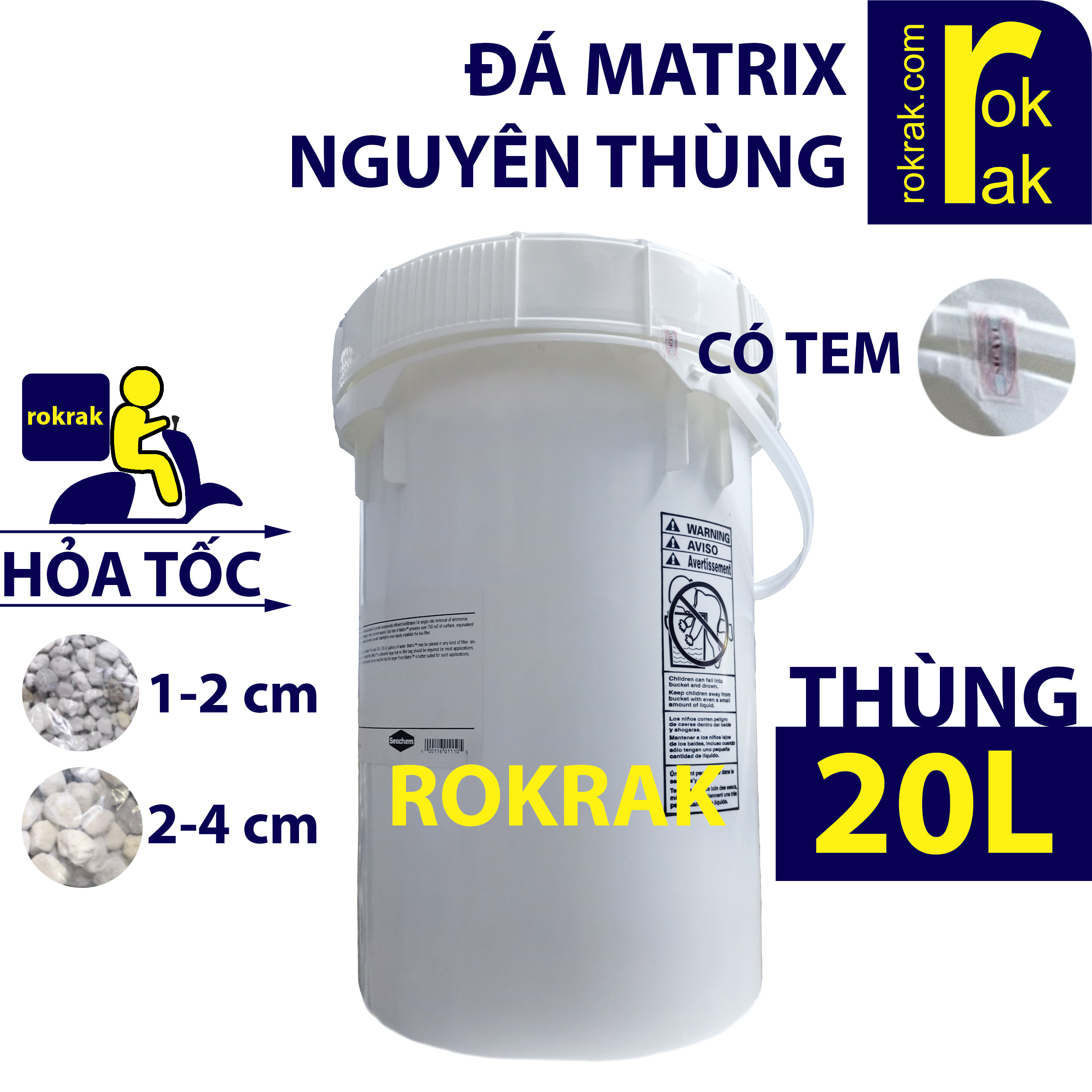 Đá Matrix thùng 20Lit Vật liệu lọc Cao Cấp Seachem cho hồ cá thủy sinh