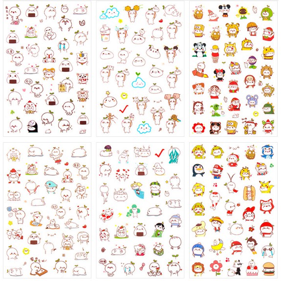 Sét 6 Tấm Sticker Dán Nhật Ký Heo