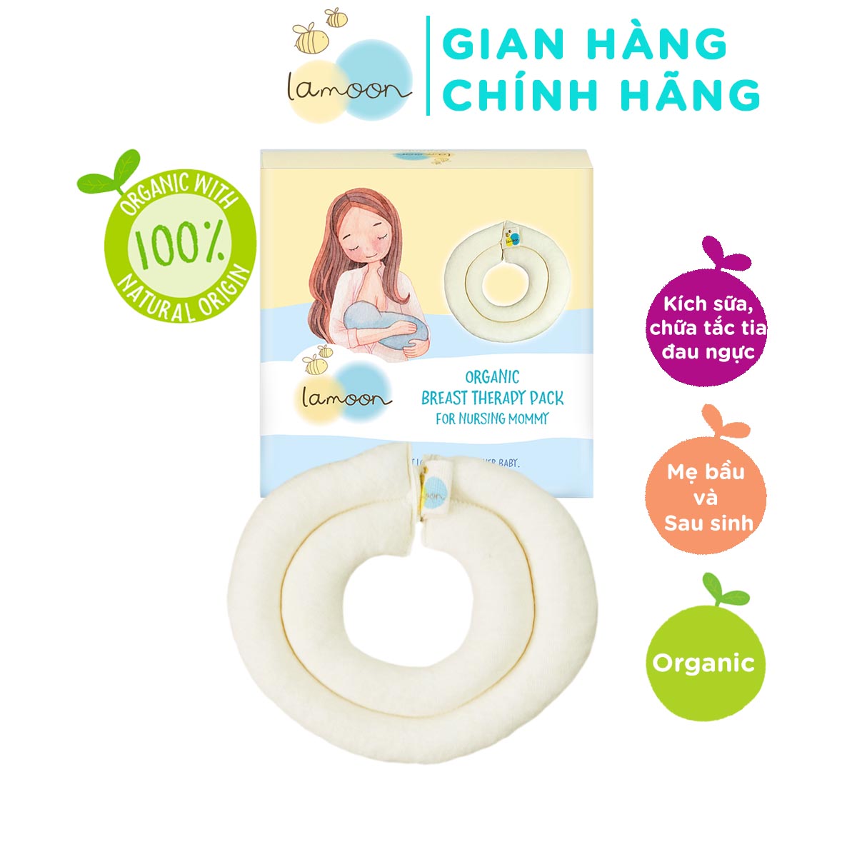 Túi chườm ngực kích sữa từ Gạo Organic an toàn cho mẹ sau sinh Lamoon