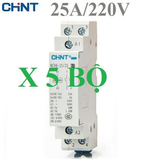 Combo 05 khởi động từ CHINT 25A/220V chất lượng cao, contactor 25A, cong tac hen gio, cong tac dien thong minh