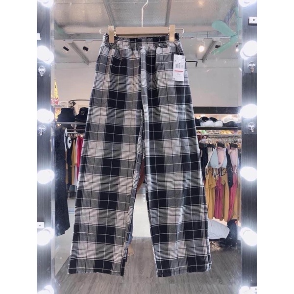Quần ống rộng kẻ caro hot- quần sớ kẻ - quần mặc nhà đi chơi unisex