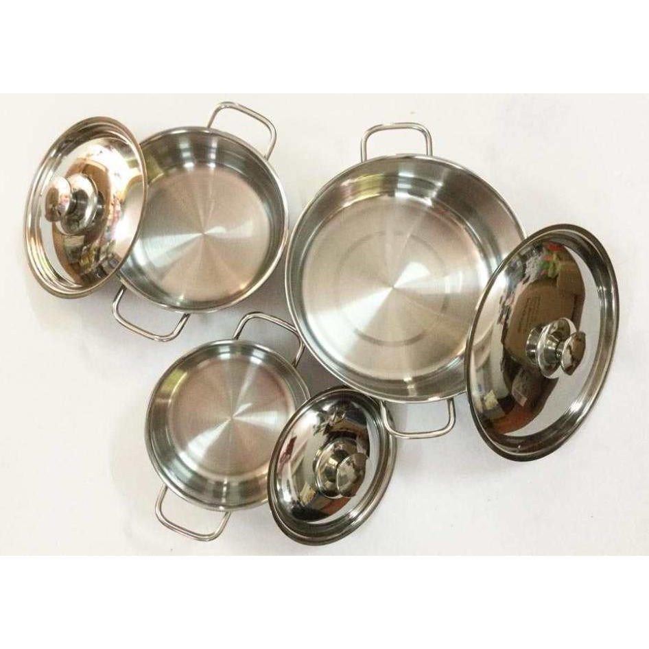 Bộ 3 nồi size 16cm - 20cm - 24cm sharp inox cao cấp - bộ 3 nồi dùng cho mọi loại bếp. bảo hành 12 tháng