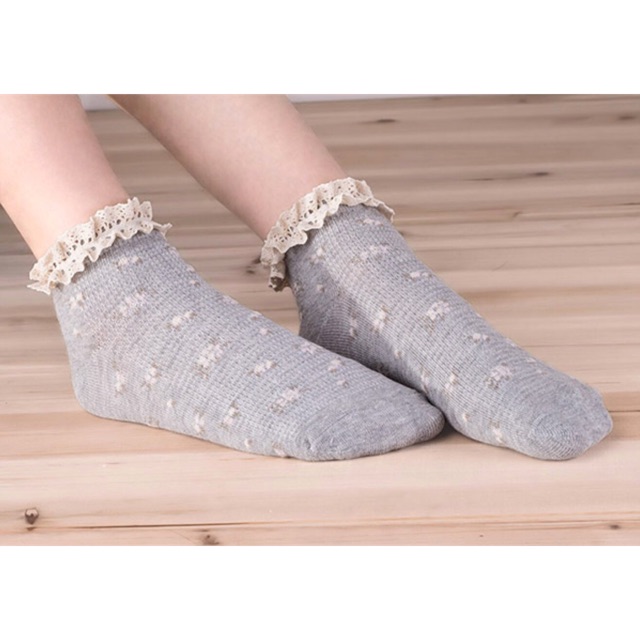 🌿Vớ hoa nhí cổ ren kiểu Nhật Bản morigirl phối giày oxford vintage tất trơn cotton Hàn Quốc ulzzang sinh viên retro🌿