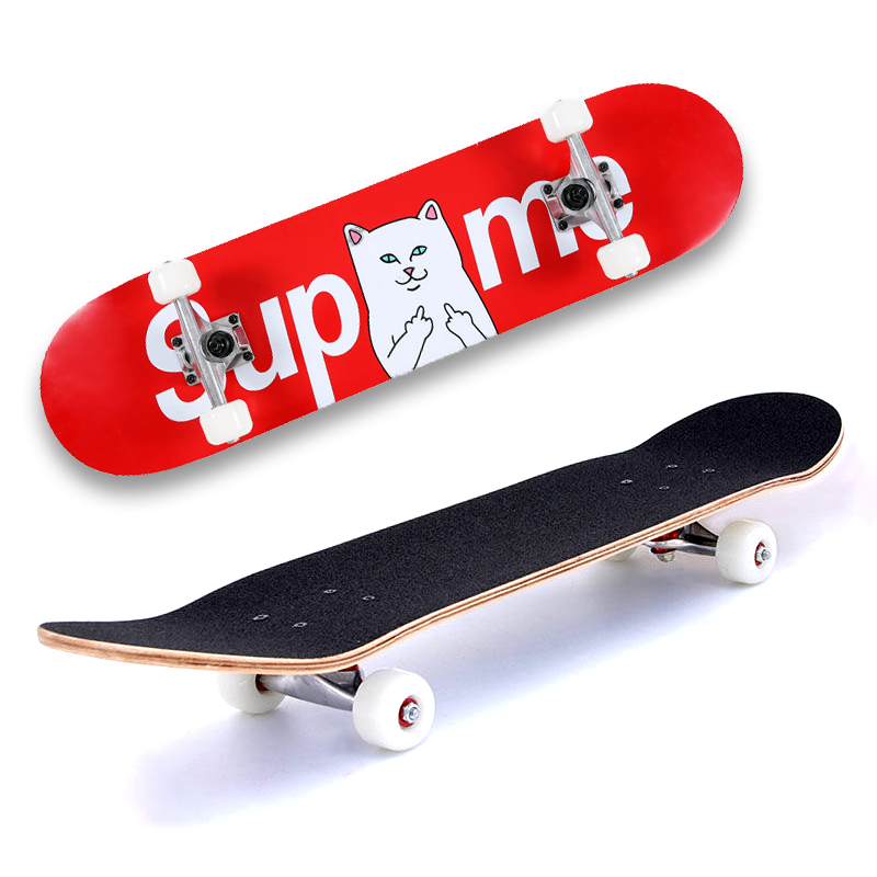Ván trượt Supreme mặt nhám , Ván trượt skateboard , Trượt ván hình nhám bánh cao su trong Đẳng Cấp, Trục bánh hợp kim nhôm chịu lực Cao, Chống bào mòn