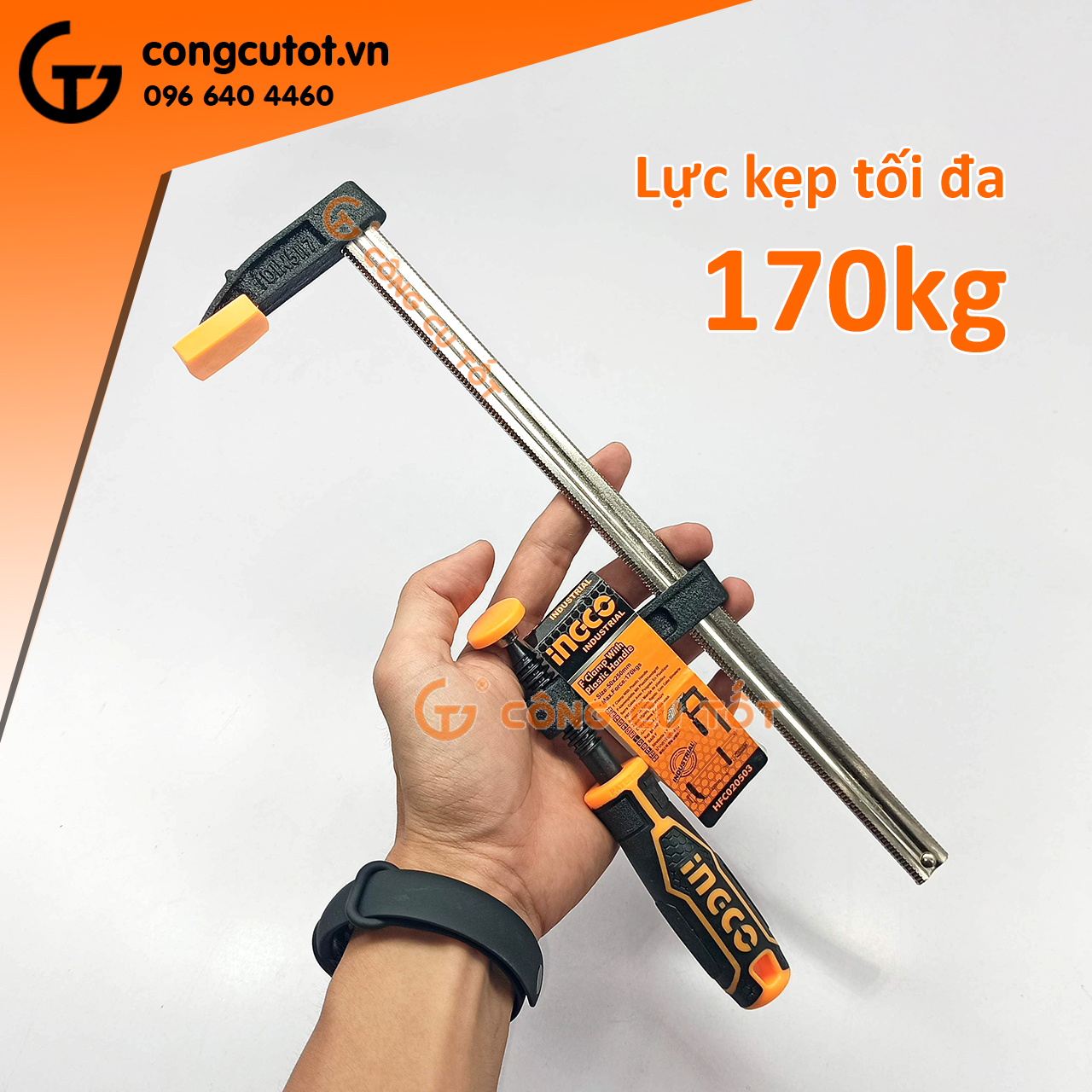 Cảo chữ f - cảo kẹp gỗ total tht1320501 - ingco hfc020501 - 50 x 150mm, hfc020503 - tht1320503 - 50 x 250mm lực kẹp 170kg