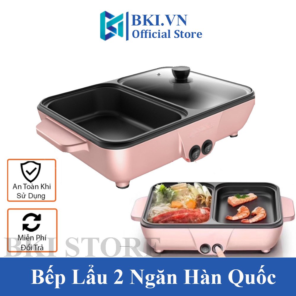 Bếp Lẩu Nướng 2 Trong 1 Mini Hàn Quốc Chống Dính Cao Cấp, Bếp Lẩu Điện Không Khói 2 Ngăn Đa Năng, Nồi Đôi Nướng Và lẩu Kết Hợp Thông Minh, 99% Khách Hàng Đánh Giá 5 Sao