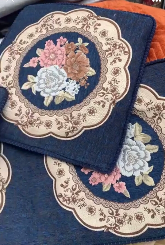 Bộ 3 tấm thảm ghế, đệm ghế phong cách tây âu sang trọng 2M