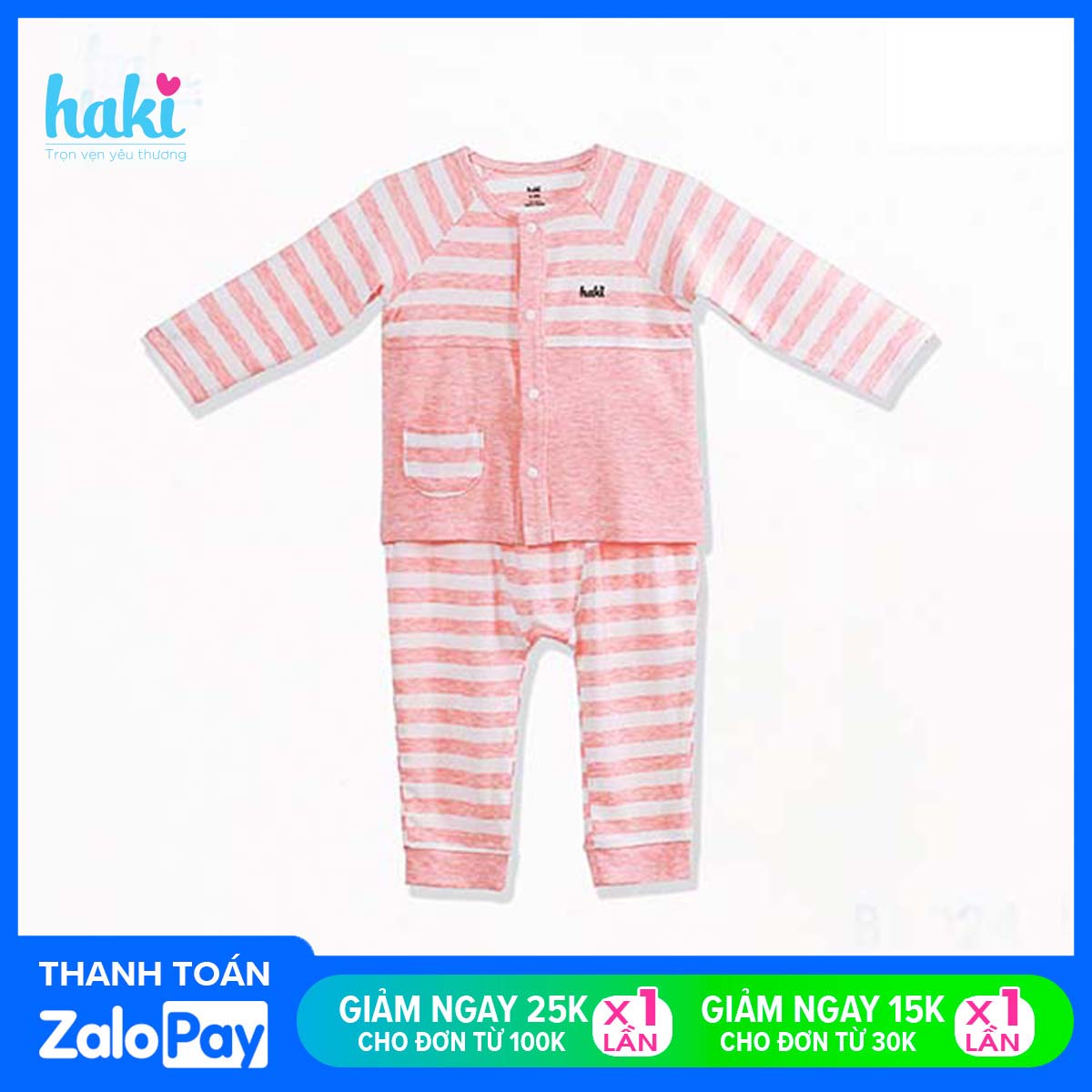 Bộ quần áo dài tay cài giữa, túi tròn cho bé tới 18 tháng tuổi, set sơ sinh chất liệu vải tre cao cấp xuất khẩu Canada siêu mềm mịn HAKI BB024 (2.5-12kg), đồ bộ cho bé bamboo fabric, baby cloth, quần áo sơ sinh cho bé trai bé gái