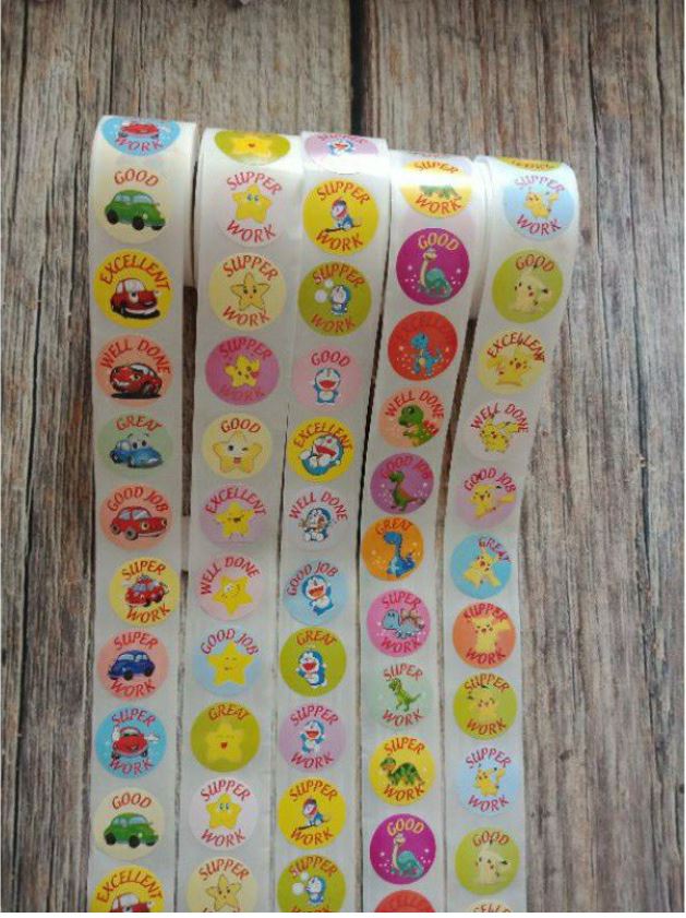 Sticker cuộn 500 nhãn dán khen tặng các mẫu tiếng anh