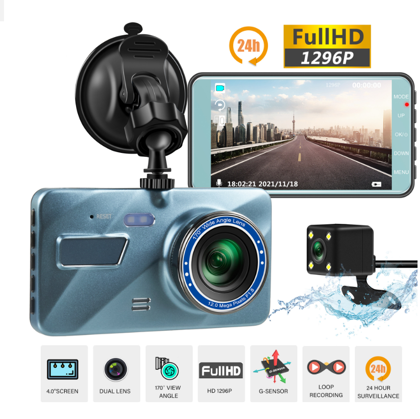 Camera hành trình xe hơi X004 HD1080 tích hợp cam lùi