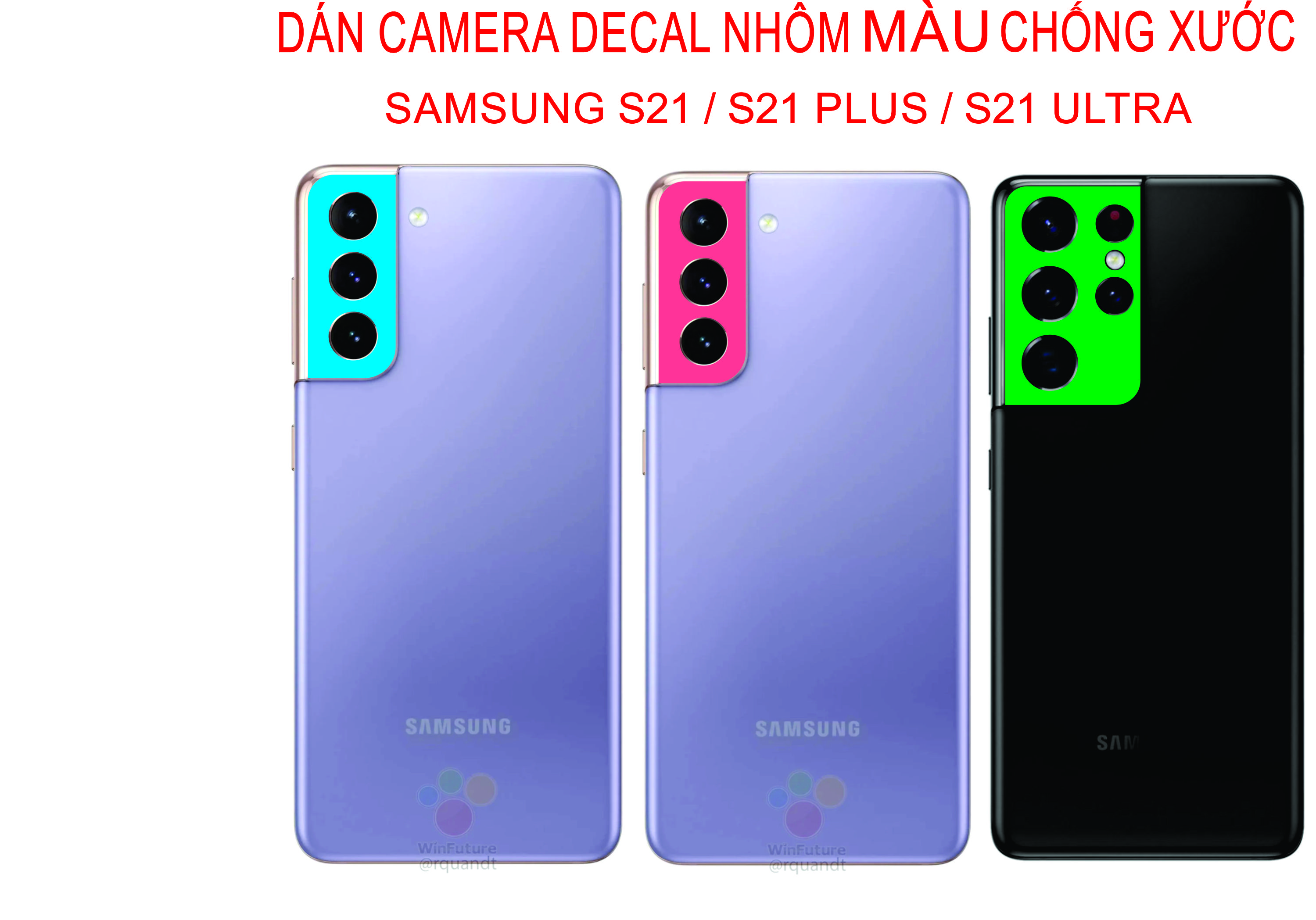 [HCM]Dán camera Samsung S21 / S21 Plus / S21 Ultra Decal nhôm chống trầy xước có nhiều màu để lựa chọn