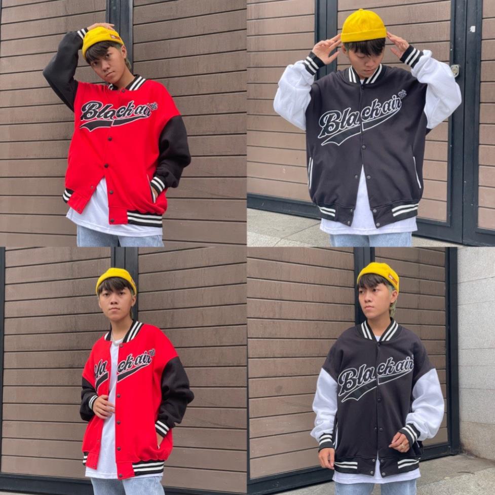 Áo khoác Bomber varsity BLACK AIR Nam nữ Chất nỉ bông