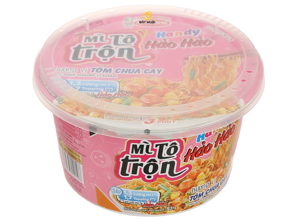 Mì trộn Handy Hảo Hảo hương vị tôm chua cay tô 93g - Tạp hóa Bát Muội