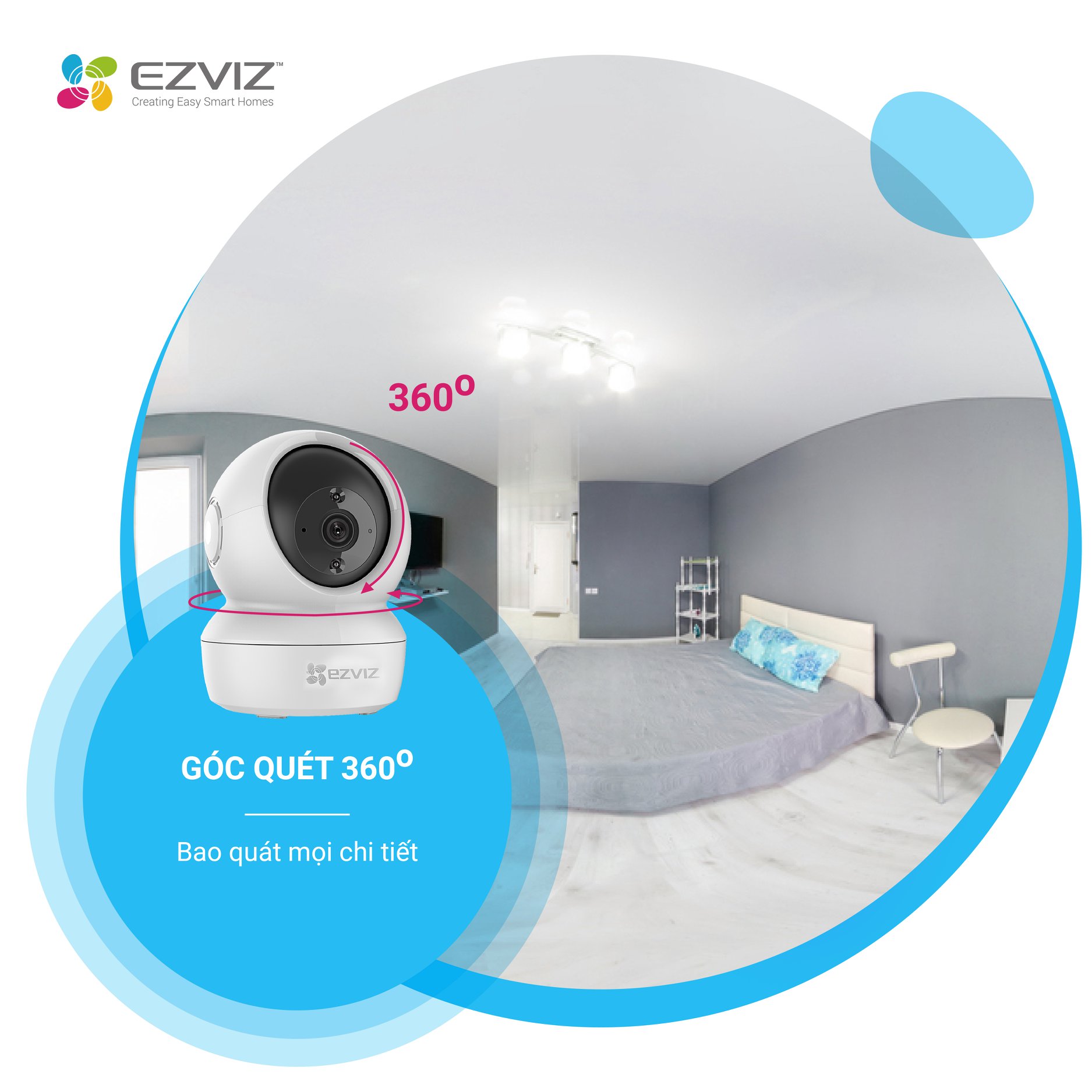 Camera IP Wi-Fi Quay 360 Độ EZVIZ C6N 1080P, Xoay 360 độ, Đàm thoại 2 chiều, Theo dõi chuyển động - Hãng Phân Phối Chính Thức