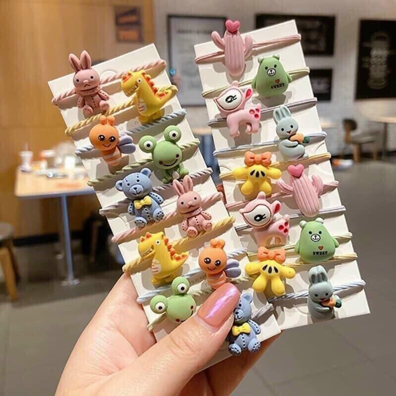 Combo 10 dây buộc tóc hình thú vui nhôn cho bé