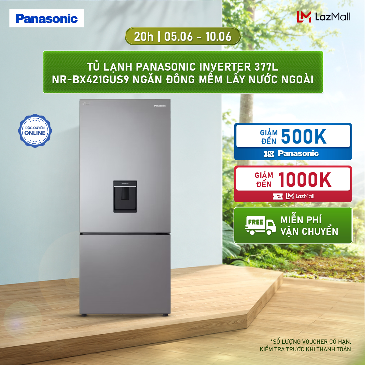 Tủ lạnh Panasonic Inverter 377L NR-BX421GUS9 Ngăn đông mềm Lấy nước ngoài