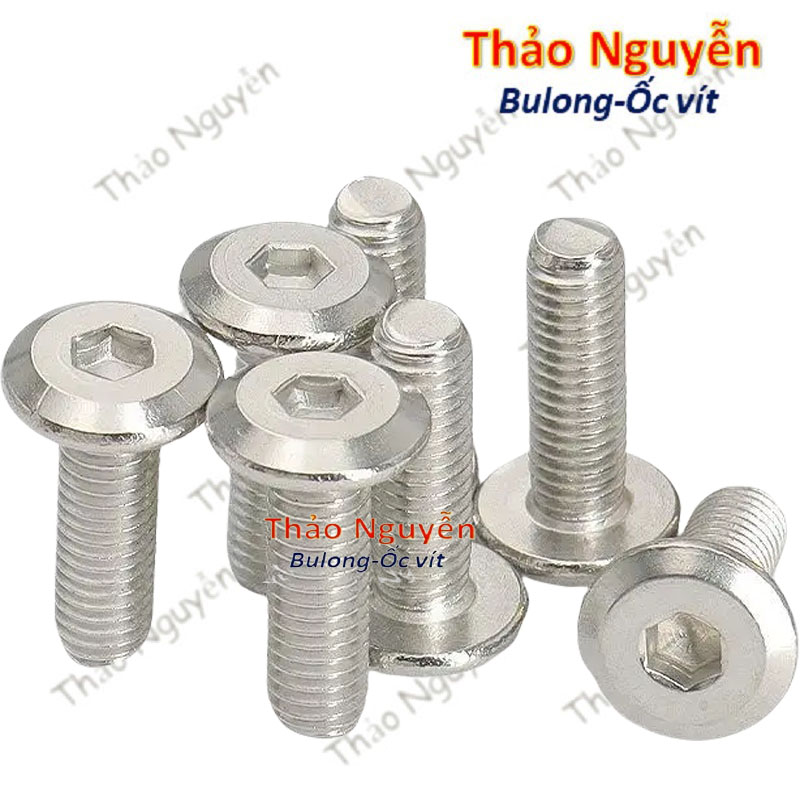 Ốc vít inox 304 đầu lục giác dẹp mỏng vát 3ly 4ly 5ly 6ly 8ly (10 con)