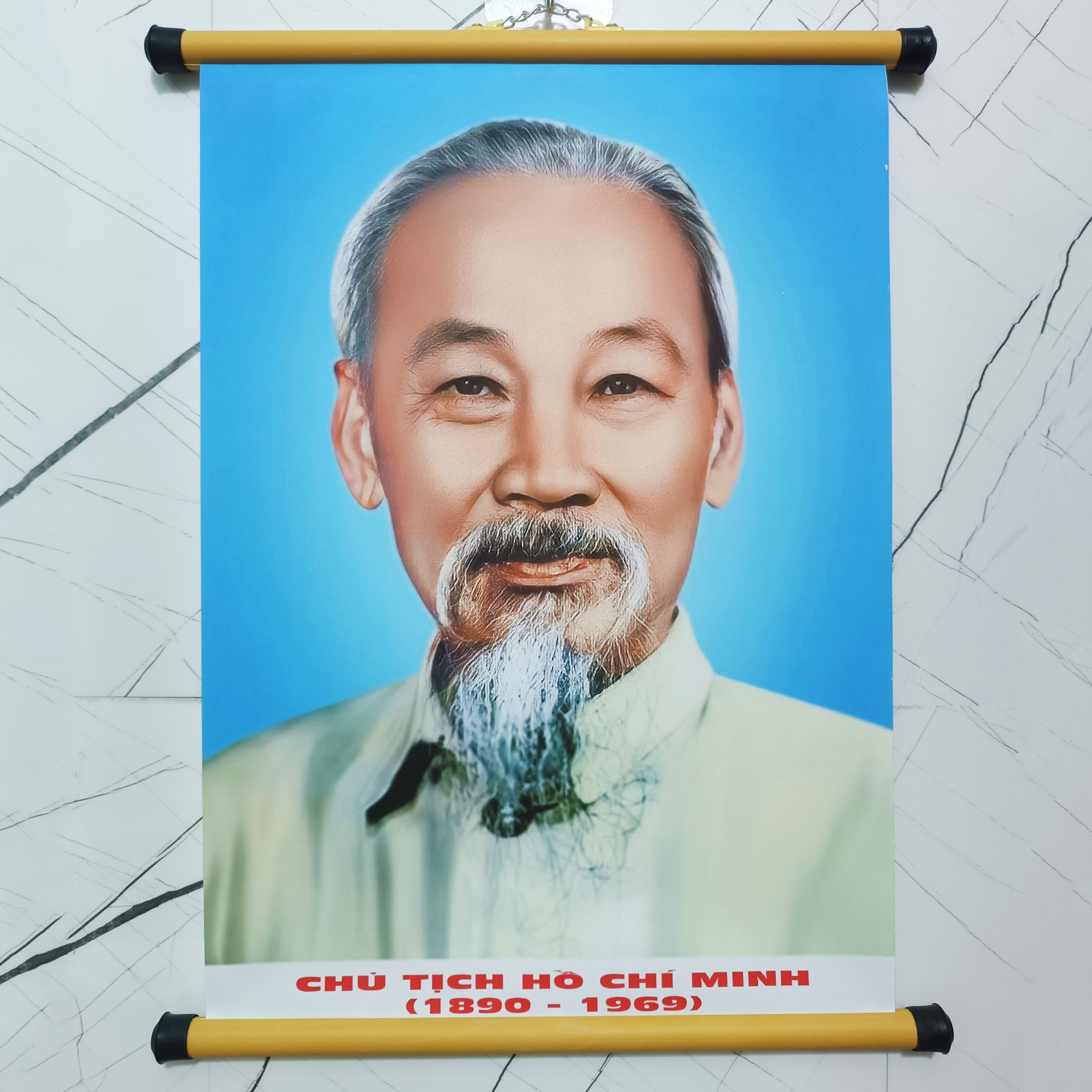 Tranh vải treo tường chân dung Bác Treo Phòng Decor Tường