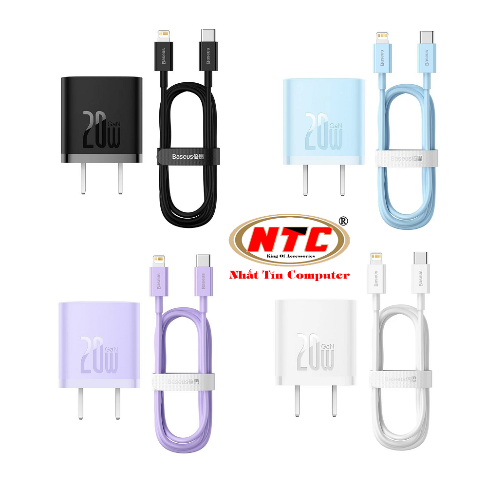 Cốc sạc / bộ sạc nhanh baseus gan5 mini typec to lightning pd 20w - nhat tin authorised store