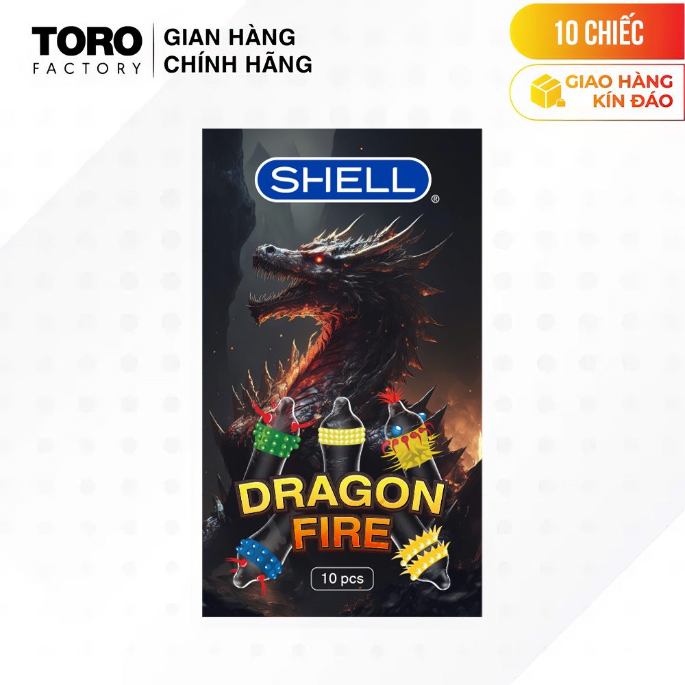 Bao cao su Shell Dragon Fire - Hộp 5 bao gai, bi nổi lớn + 5 bao Shell Performax (Hộp 10 cái) | TORO FACTORY