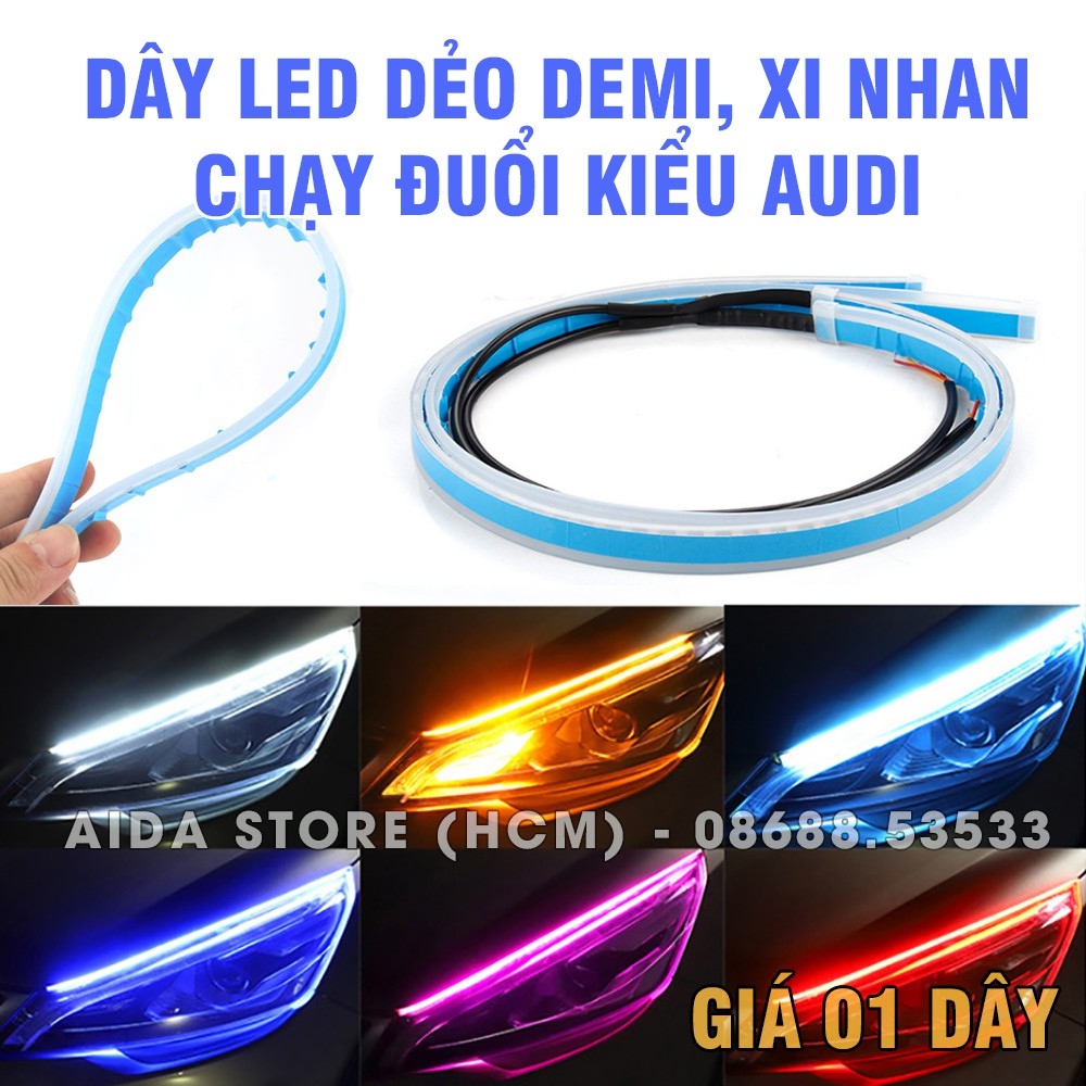 [Mã LIFEXANH03 giảm 10 đơn 500K] 01 dây led dẻo lắp demi xi nhan chạy đuổi kiểu Audi cho xe máy ô tô - DC 12v