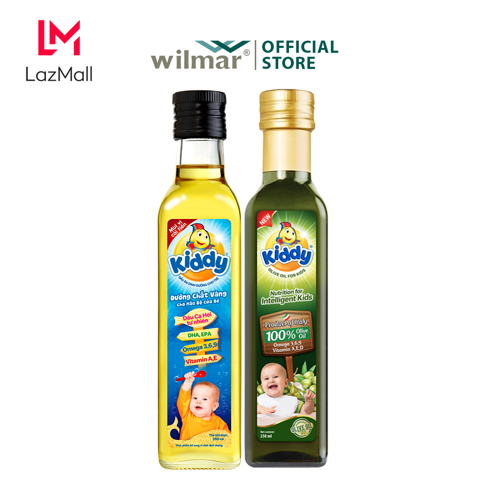 Dầu ăn dinh dưỡng kiddy cá hồi +dầu ăn dinh dưỡng kiddy olive cho bé 250ml