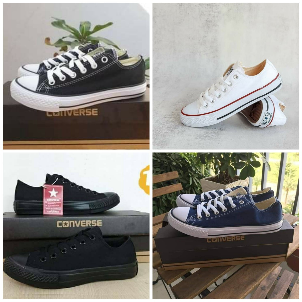 Giày converse full đen nam nữ, converse đen, trắng, xanh navy, xám,, đỏ