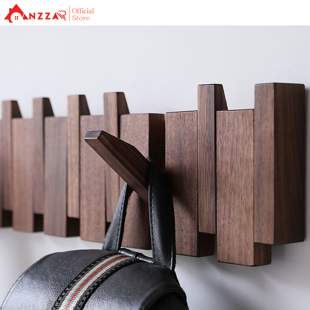 Móc gỗ treo tường Anzzar, móc treo quần áo, phụ kiện, giá gỗ treo quần áo-MT04