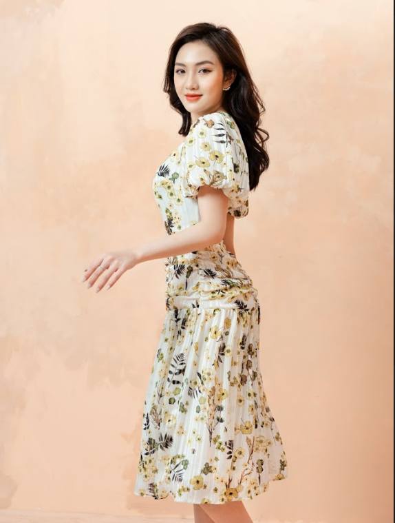 ĐẦM DỰ TIỆC VINTAGE- ĐẦM CÔNG SỞ HOA NHÍ TRẮNG LOFI DRESS