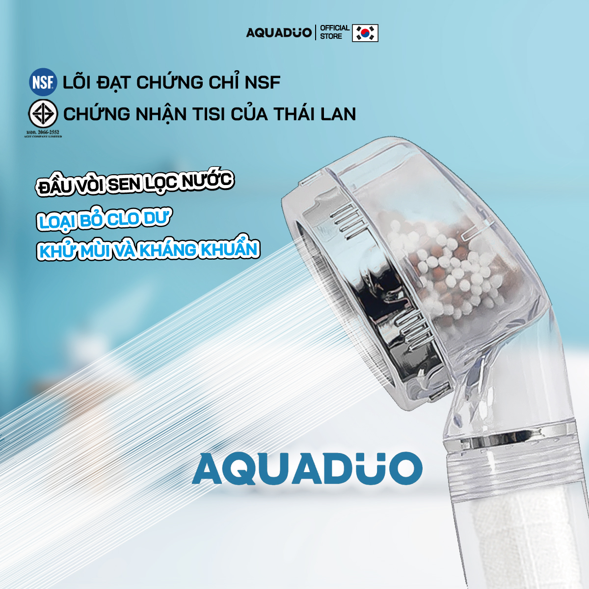 SF-300B Đầu vòi sen tắm (tăng áp  lọc nước)+4 Thanh lọc nước, AQUADUO, HCM