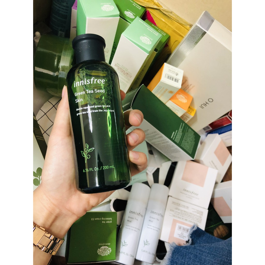 Nước  Hoa Hồng Trà Xanh Innisfree Green Tea Seed Skin 200ml, Nước  cân bằng  độ ẩm innisfree Green Tea Seed Skin 200ml, toner trà xanh innisfree, toner innisfree