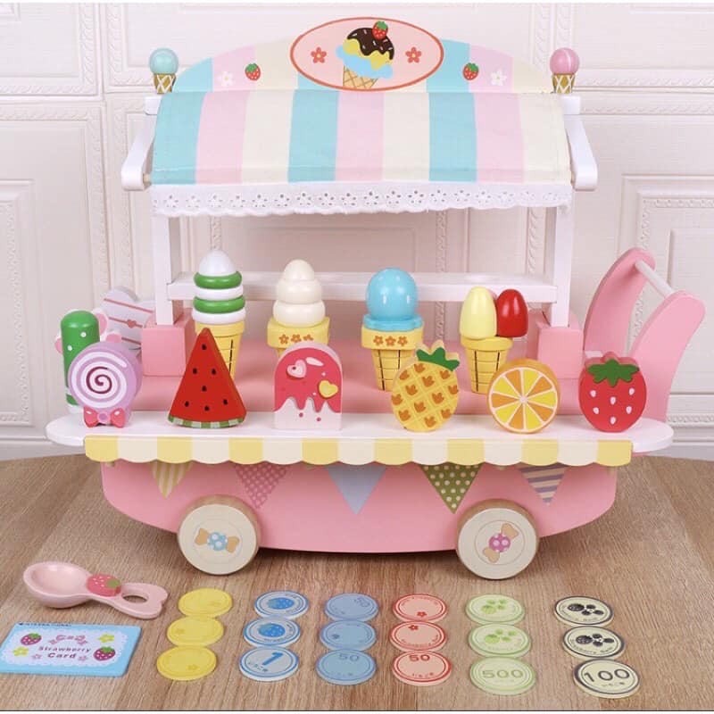 ĐỒ CHƠI XE KEM SIÊU TO, SIÊU ĐẸP BẰNG GỖ CHO BÉ