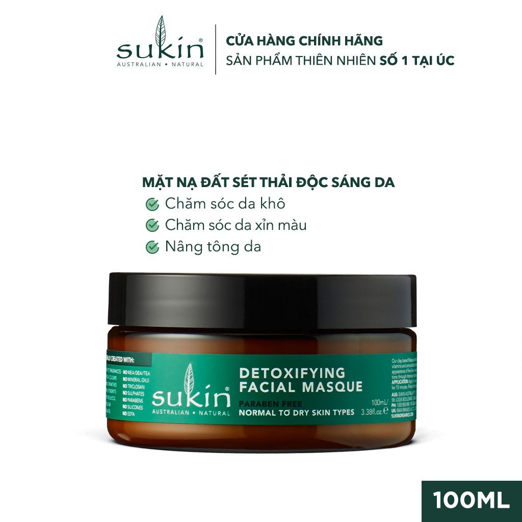 Sukin Mặt Nạ Đất Sét Bài Độc Cho Da Super Greens Detoxifying Facial Masque 100ml